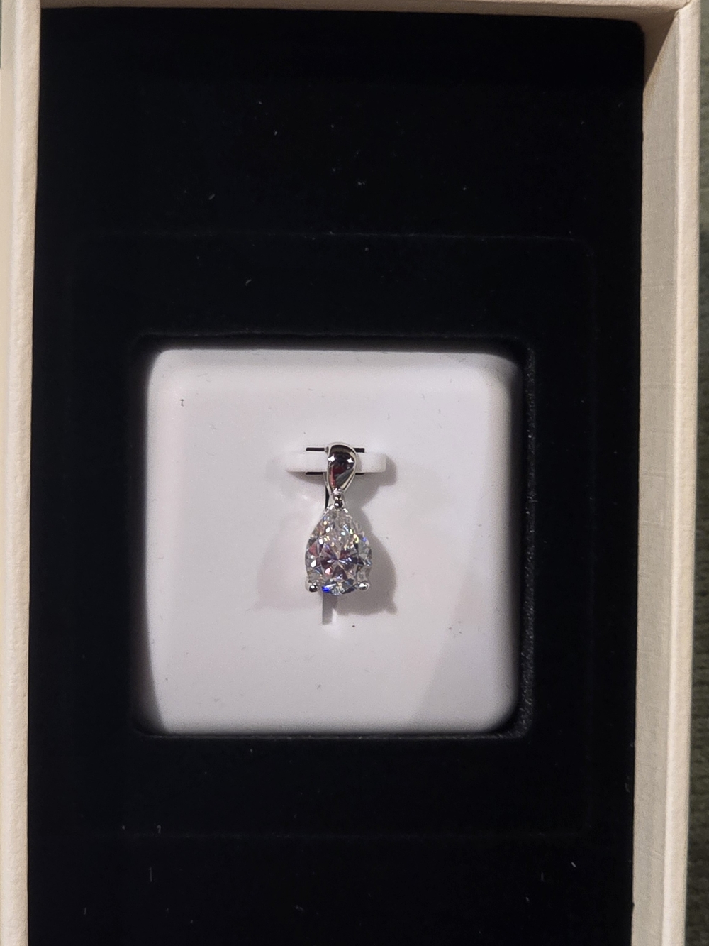 Moissanite Teardrop Pendant Sterling Silver